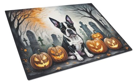 NEW Boston Terrier Spooky Halloween Glass Cutting Board Decorative Tempered Glass Kitchen Cutting and Serving Board Large Size Chopping Board