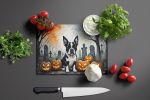 NEW Boston Terrier Spooky Halloween Glass Cutting Board Decorative Tempered Glass Kitchen Cutting and Serving Board Large Size Chopping Board