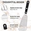 Fish Spatula Stainless Steel Grill Egg Omelette Pancake Fish Turner Spatula Metal Angled Slotted Turner