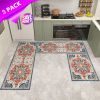 Kitchen Rug Sets 3 Piece with Runner Non Slip Kitchen Rugs and Mats Washable Kitchen Mats for Floor Thick Kitchen Floor Mat Carpet Runner Rugs for Hal
