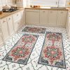 Kitchen Rug Sets 3 Piece with Runner Non Slip Kitchen Rugs and Mats Washable Kitchen Mats for Floor Thick Kitchen Floor Mat Carpet Runner Rugs for Hal